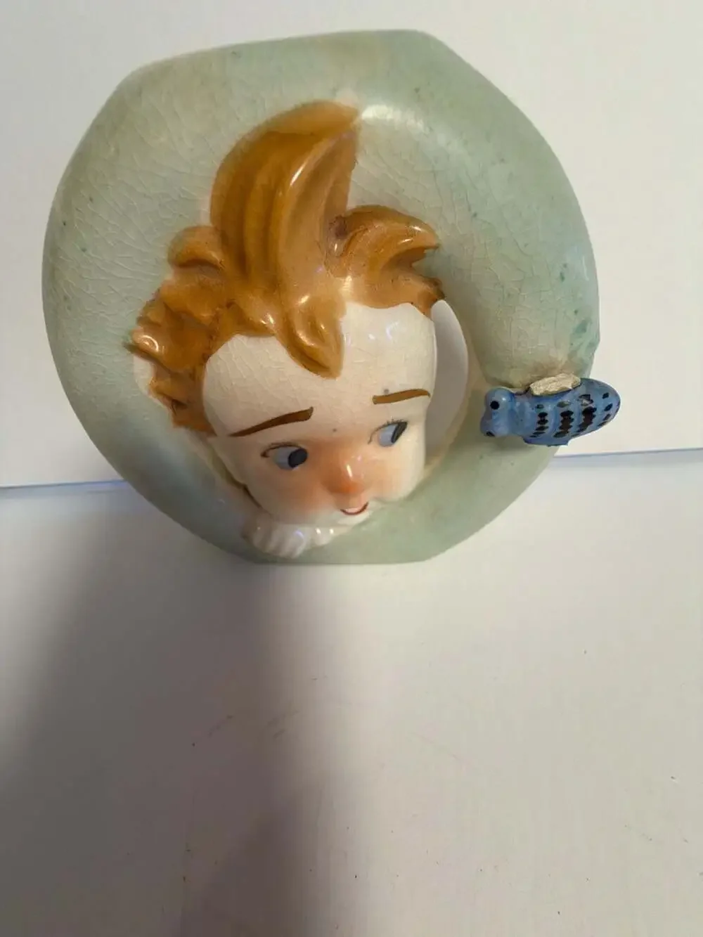 Vintage Mid-Century Japanese Ceramic Ba-Bee Ring Wall Pocket Vase